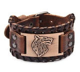 Viking Wolf Head Leather Bracelet Wristbands Viking Warriors