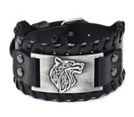 Viking Wolf Head Leather Bracelet Wristbands Viking Warriors