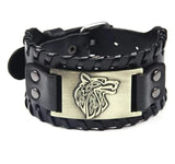 Viking Wolf Head Leather Bracelet Wristbands Viking Warriors