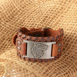 Viking Wolf Head Leather Bracelet Wristbands Viking Warriors