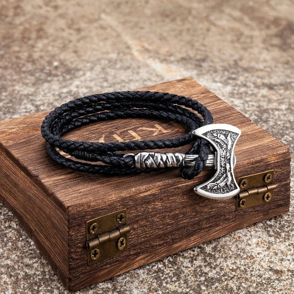 Vikings Axe Leather Bracelet | Viking Warriors