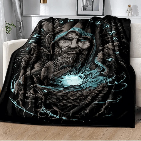 Vikings Norse Mythology Odin Valhalla Symbols - Soft Plush Blankets blanket Viking Warriors