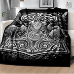 Vikings Norse Mythology Odin Valhalla Symbols - Soft Plush Blankets blanket Viking Warriors