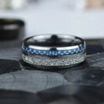 Vintage Meteorite Blue Carbon Fiber Ring Rings Viking Warriors