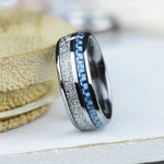 Vintage Meteorite Blue Carbon Fiber Ring Rings Viking Warriors