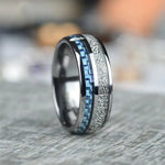 Vintage Meteorite Blue Carbon Fiber Ring Rings Viking Warriors