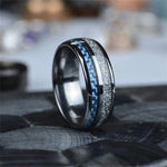 Vintage Meteorite Blue Carbon Fiber Ring Rings Viking Warriors