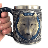 Wolf Head Stainless Steel Goblet and Coffee Mug Mugs Viking Warriors
