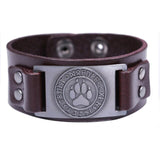 Wolf Paw Runes Leather Wristband Bracelets Viking Warriors