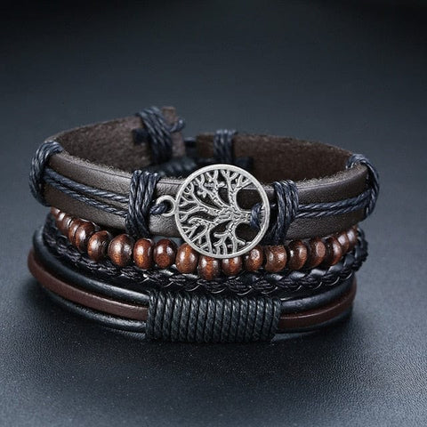 Yggdrasil Tree of Life Leather Beads Bracelet Bracelets Viking Warriors